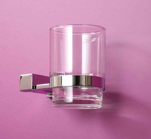  Cubic Chrome Glass Bathroom Tumbler & Holder Bathroom Accessory
