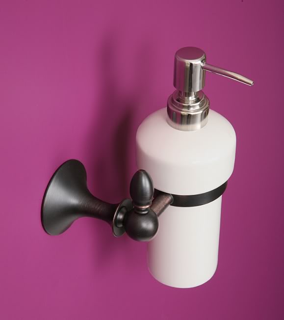  Oil Rubbed Bronze & White Ceramic Soap Dispenser Bathroom Accessory