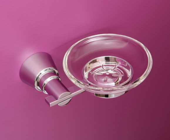  Square To Conical Chrome Combination Glass Soap Dish Bathroom Accessory