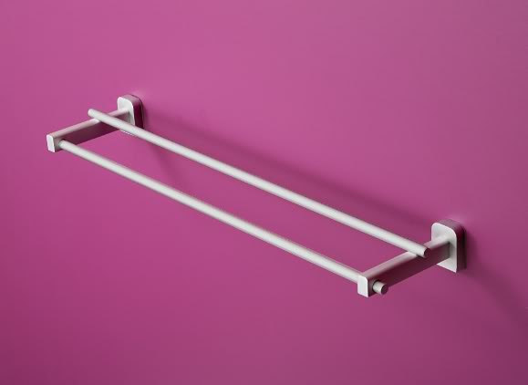  Satin Square Bathroom Double Towel Rail Accessory