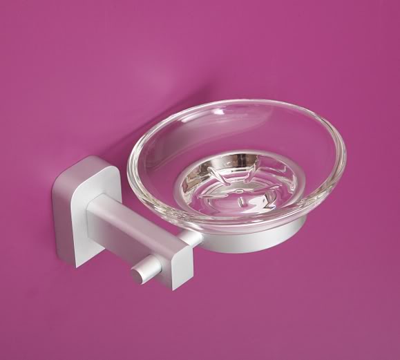  Satin Square Bathroom Glass Soap Dish Accessory