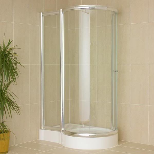  P Shaped Shower Cubicle With Sliding Door And Acrylic Tray