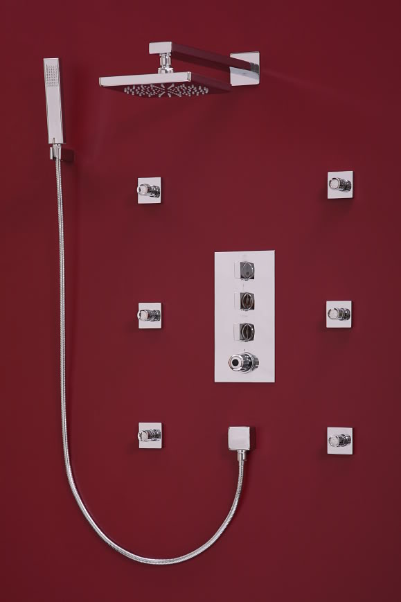 CH3301 - Luxury Concealed Unit Thermostatic Shower Mixer with Hand Held Head and Body Jets - Shower Columns - Thermostatic