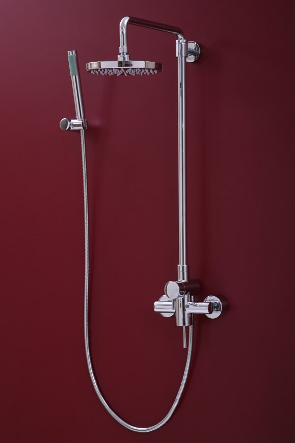 CH3121 - Luxury Chrome Exposed Riser Shower Mixer with Hand Held Shower Head - Shower Columns - Mixers