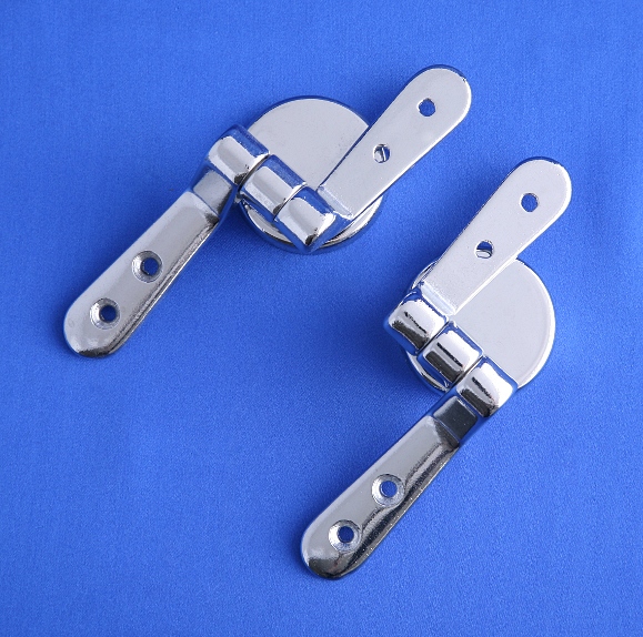 TSH1 - Chrome Wooden Toilet Seat Hinge PAIR And Fittings - Spare parts - 