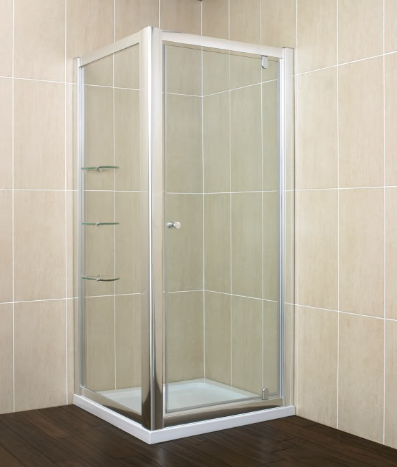 EZPLWS-9*8 - 900mm X800mm Pivot Door Enclosure With Shelves And Slimline Tray - Shower Enclosures - With Shevles Enclosures