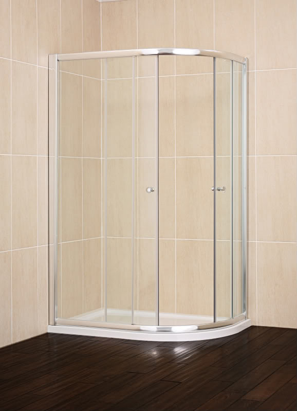  1200 X 800mm Twin Sliding Door Quadrant Cubicle & 1200 X 800mm Slimline RH Tray