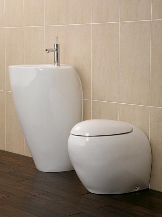 PP21 - Luxury Back to the Wall Egg Pod Style Pan and Conical Sink Set - Toilets & Sinks - 