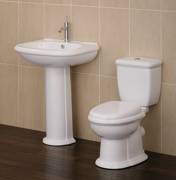 PU60 - Luxury Curved Dual Flush Toilet and Co-ordinating Basin Set - Toilets & Sinks - 