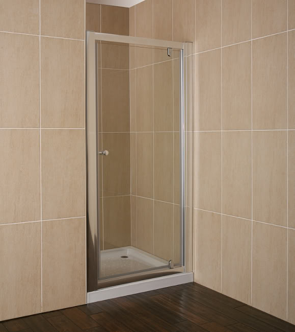  900mm Reversible Recess 8mm Glass Pivot Shower Door & 900 X 760mm Shower Tray