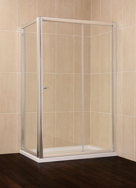 ES20L-12*8 - Luxury 1200mm x 800mm Chrome Sliding Door Enclosure and Tray - Shower Enclosures - Sliding Door Enclosures