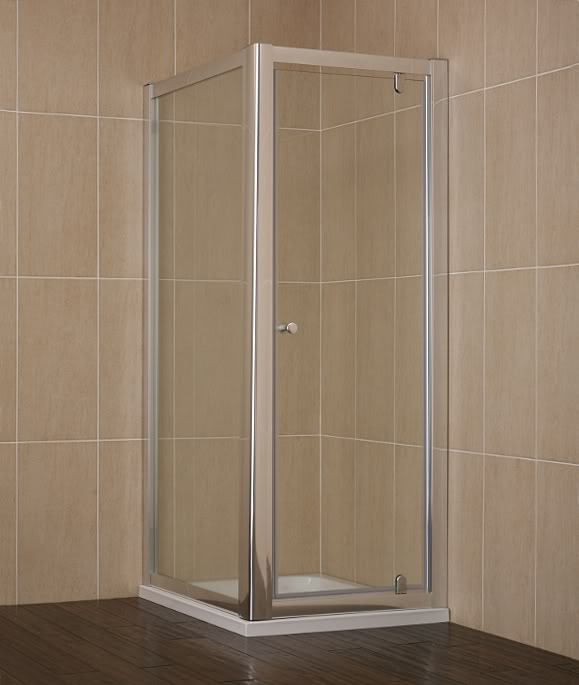  760mm 8mm Glass Pivot Shower Door, 900mm Side Panel & 760 X 900mm Shower Tray