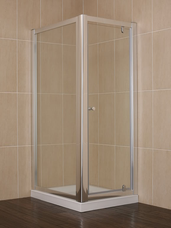  760mm 8mm Glass Pivot Shower Door, 900mm Side Panel & 760 X 900mm Shower Tray