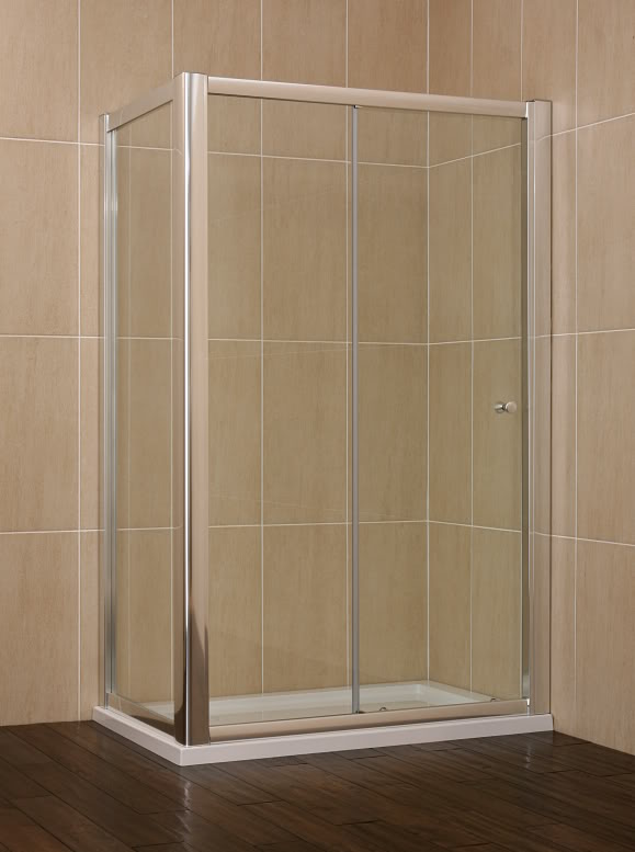  1200mm 8mm Glass Sliding Shower Door, 760mm Side Panel & 1200 X 760mm Shower Tray