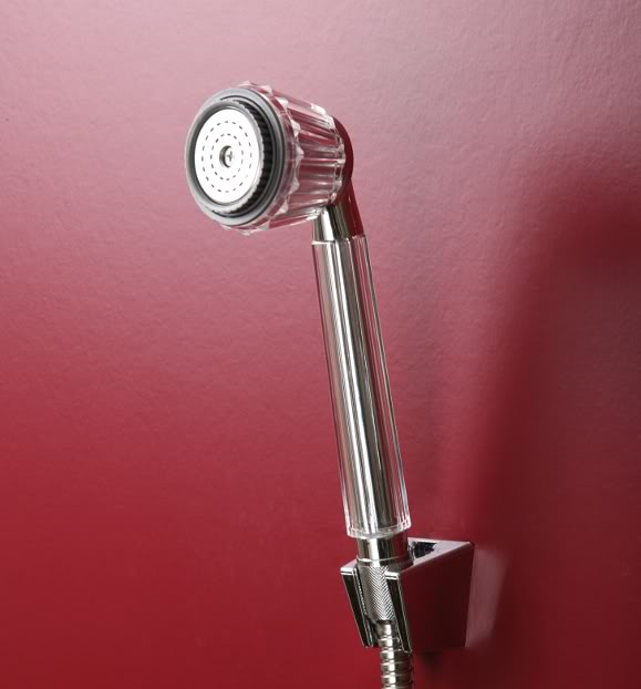  Simple Clear Acrylic & Chrome Shower Head & Chromed Brass Flexible Hose