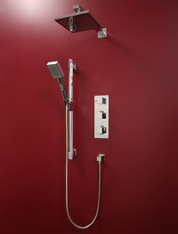  Concealed Thermostatic Shower Square Shower Head, Riser Bar And Hand Shower