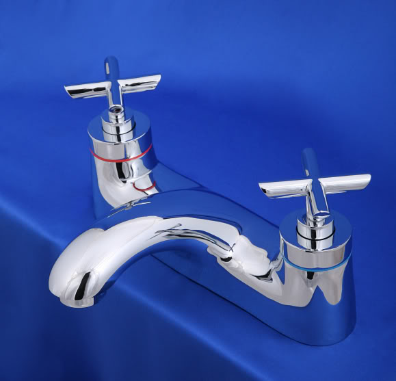  Modern Solid Brass Chrome Plated Cross Head Control Low Pressure Bath Tub Mixer Tap