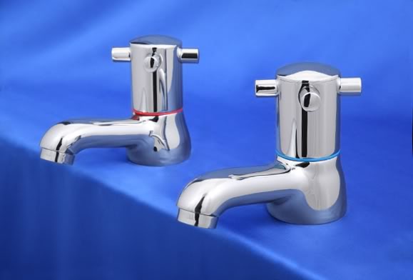 TM2H1 - Chrome Modern Cross Head Basin Taps - Taps - Basin