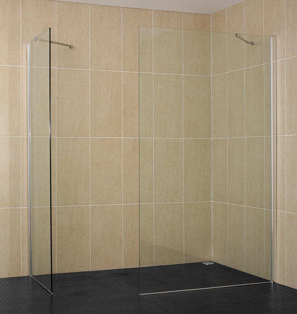 EWINT-1200*720 - Luxury Wet Room Walk In Shower Enclosure-Consists of 2 Glass Panels + Accessories  - Shower Enclosures - WalkIn Enclosures
