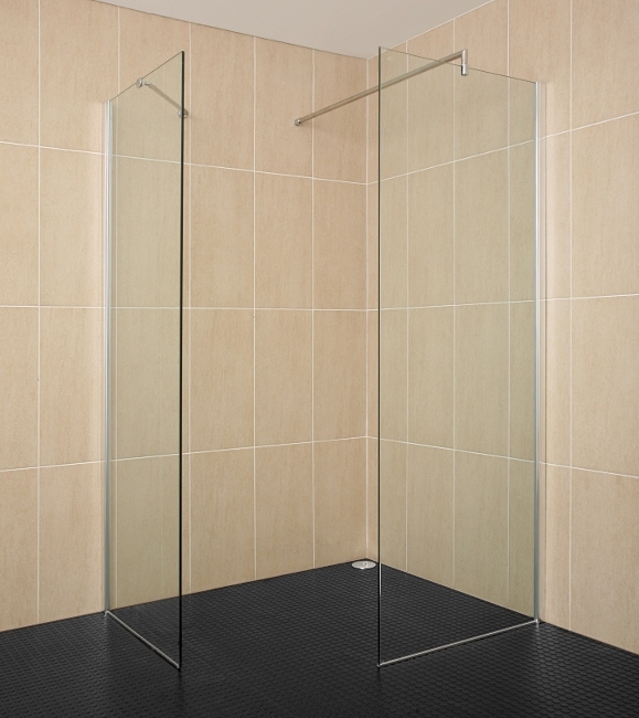 Two  Walk In Shower Panels 760 X 2000 X 10mm   Wall Tie Bars