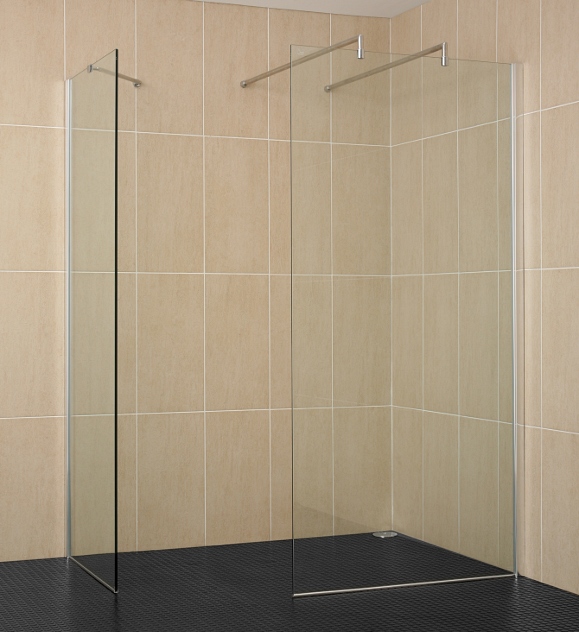  Wet Room 10mm Glass Panels Consists Of 880 X 2000mm & 760 X 2000mm & Wall Tie Bars