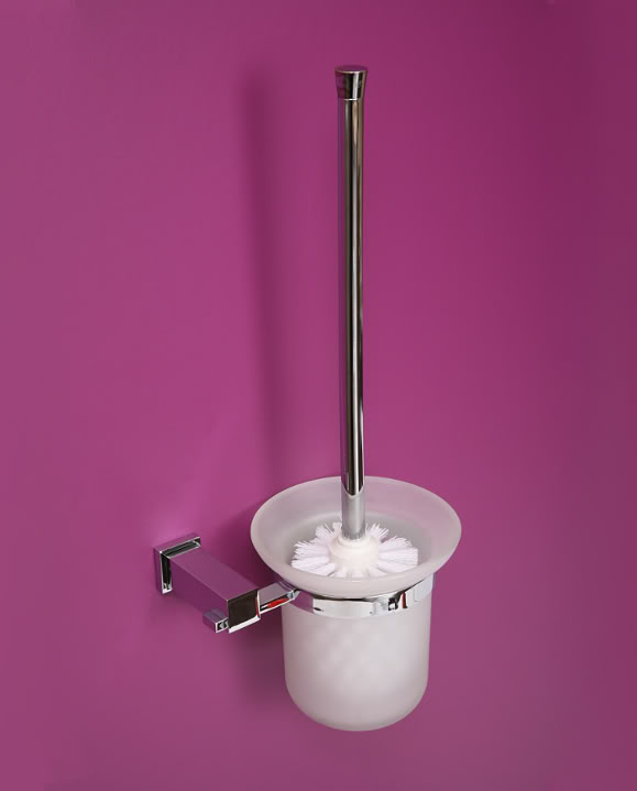 A1309 - Gorgeous Chrome and Glass Toilet Brush and Holder - Bits & Bobs - Toilet Brushes
