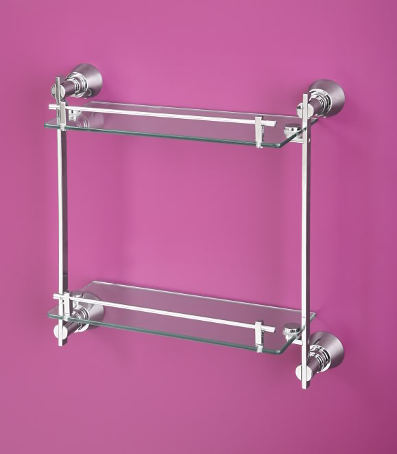 A8101 - Luxury Chrome and Glass Double Bathroom Shelves - Bits & Bobs - Shelves