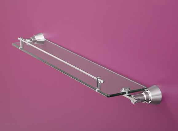 A8107 - Luxury Chrome and Glass Conical Bracket Accessory Shelf - Bits & Bobs - Shelves
